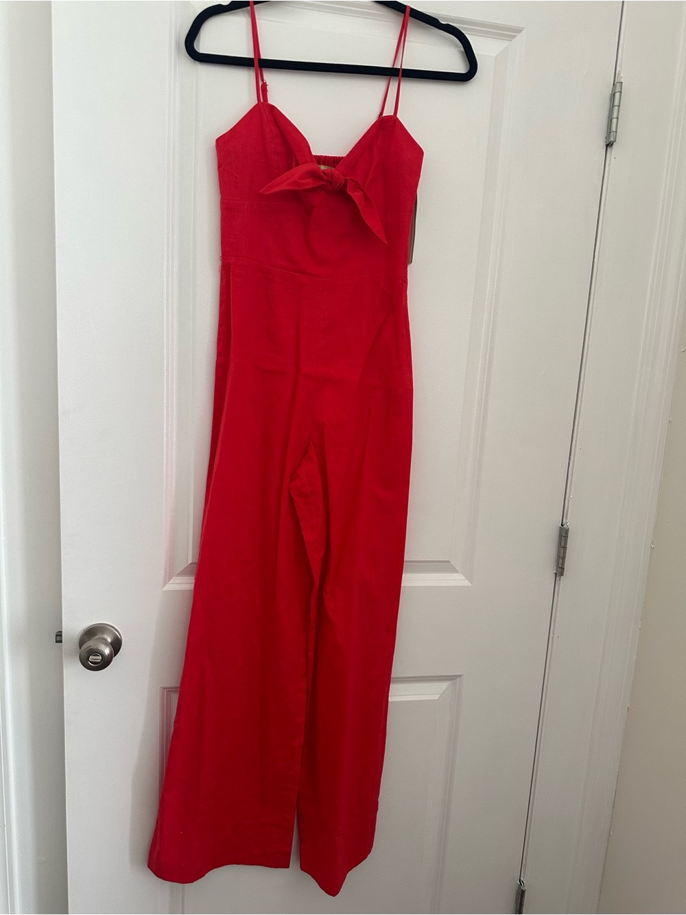 Gianni Bini Red Spaghetti Strap Jumpsuit with Front Tie